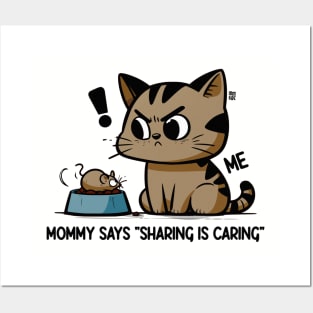 Cute Kids Sharing is Caring Cat & Mouse Posters and Art